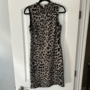 Gilli high neck cheetah print sweater dress